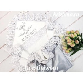 Крижма для хлопчика "Білосніжне мереживо"